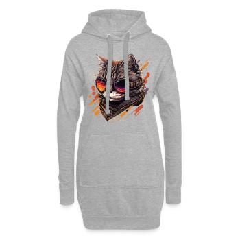 Vintagepunk Katze - Hoodie-Kleid - Grau meliert - Vorne