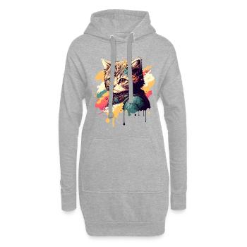 Vintage Kätzchen - Hoodie-Kleid - Grau meliert - Vorne