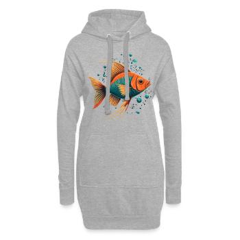Unique Fish illustration - Hoodie Dress - heather grey - Front