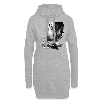 La lutte contre le vent et les vagues, voilier - Sweat-shirt à capuche long Femme - gris chiné - Devant