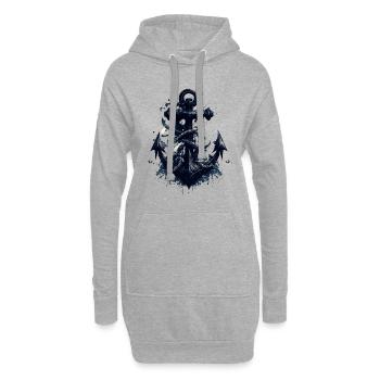 Belle ancre maritime d’un voilier - Sweat-shirt à capuche long Femme - gris chiné - Devant