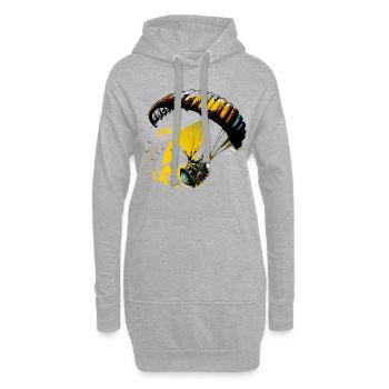 Hoch hinaus, Paraglider in Action - Hoodie-Kleid - Grau meliert - Vorne