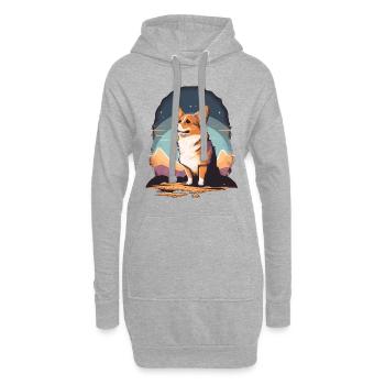 Wondering Corgi - Hoodie-Kleid - Grau meliert - Vorne