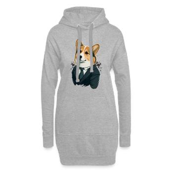 Gutes Haustier Corgi - Hoodie-Kleid - Grau meliert - Vorne