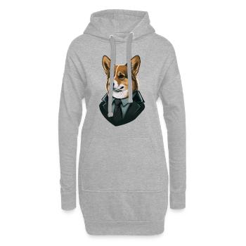 Illustration d’art Corgi décective - Sweat-shirt à capuche long Femme - gris chiné - Devant