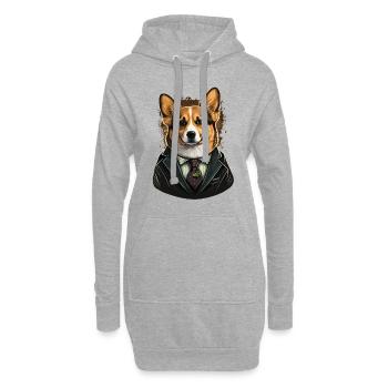 Corgi en costume de détective - Sweat-shirt à capuche long Femme - gris chiné - Devant