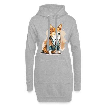 Illustration formelle de Corgi - Sweat-shirt à capuche long Femme - gris chiné - Devant