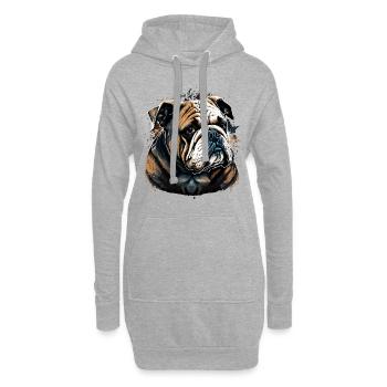 Ruhige Blicke Bulldogge - Hoodie-Kleid - Grau meliert - Vorne
