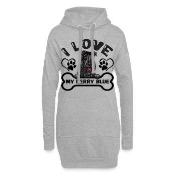 Kerry Blue Terrier Maman J’aime mes dictons - Sweat-shirt à capuche long Femme - gris chiné - Devant