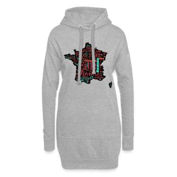 France WordArt typography v2 - Sweat-shirt à capuche long Femme - gris chiné - Devant