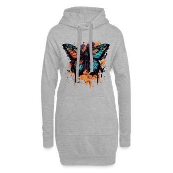 Beauté papillon - Sweat-shirt à capuche long Femme - gris chiné - Devant