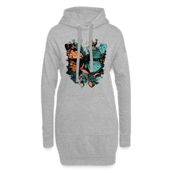 Énorme papillon - Sweat-shirt à capuche long Femme - gris chiné - Devant