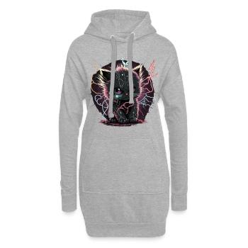 Chaton parfaitement chargé - Sweat-shirt à capuche long Femme - gris chiné - Devant