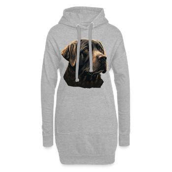 Großer Labrador Retriever - Hoodie-Kleid - Grau meliert - Vorne