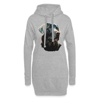 Labrador Retriever auf glühenden Lichtern - Hoodie-Kleid - Grau meliert - Vorne