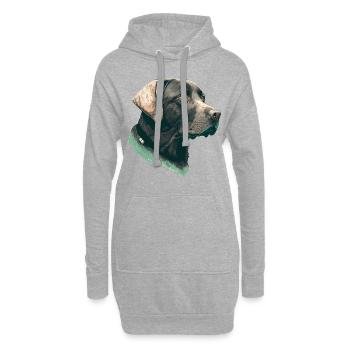 Schöne Seitenansicht Illustration Labrador Retriever - Hoodie-Kleid - Grau meliert - Vorne