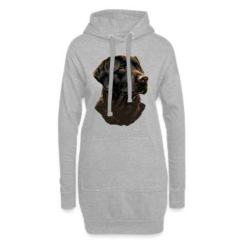 Schwarzer Labrador Retriever - Hoodie-Kleid - Grau meliert - Vorne