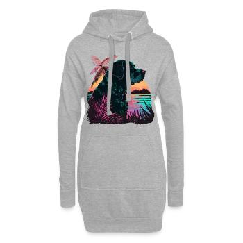 Schwarzer Labrador Retriever am Strand - Hoodie-Kleid - Grau meliert - Vorne