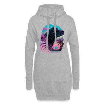 Labrador Retriever liebt Beach Vaporwave - Hoodie-Kleid - Grau meliert - Vorne
