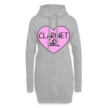 Clarinet Player Girl Klarinettenspielerin Herz Pin - Hoodie-Kleid - Grau meliert - Vorne