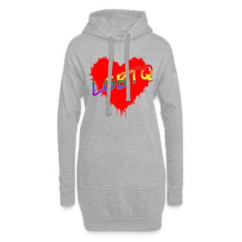Herz Love LGBTQ - Hoodie-Kleid - Grau meliert - Vorne