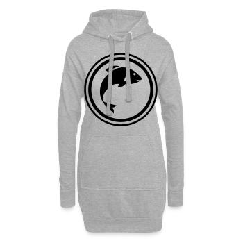 Symbole du poisson - Sweat-shirt à capuche long Femme - gris chiné - Devant