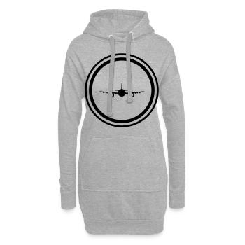 Symbole de l’avion - Sweat-shirt à capuche long Femme - gris chiné - Devant