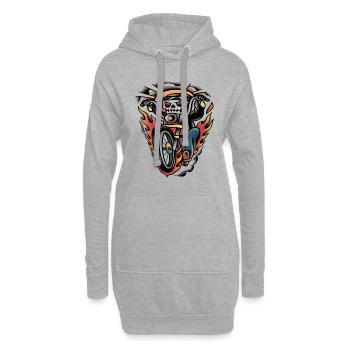 Biker-Tattoo-Kunst der alten Schule - Hoodie-Kleid - Grau meliert - Vorne