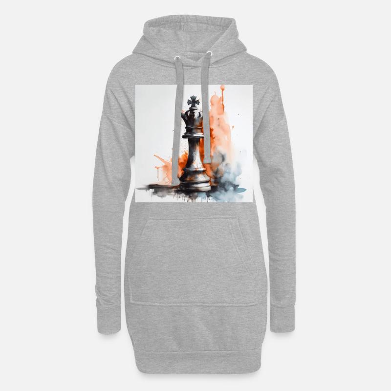 Kunstvoller Schachkönig - Hoodie-Kleid - Grau meliert