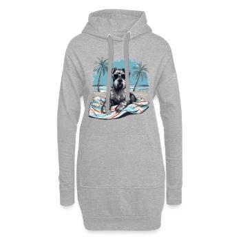 Schnauzer avec des lunettes de soleil à la plage - Sweat-shirt à capuche long Femme - gris chiné - Devant