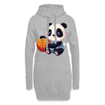 Panda mignon assis et tenant un ballon de basket - Sweat-shirt à capuche long Femme - gris chiné - Devant