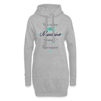 Veux tu veux tu être ma marraine d'amour - Sweat-shirt à capuche long Femme - gris chiné - Devant