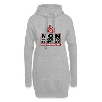 NON a la sécurité rentière - anti CT moto manif - Sweat-shirt à capuche long Femme - gris chiné - Devant