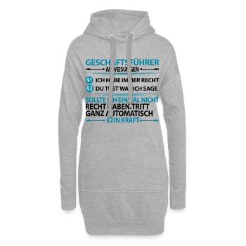 Geschäftsführer Lustig Sprüche mit witzigen Spruch - Hoodie-Kleid - Grau meliert - Vorne