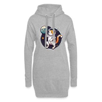 Katzen-Weltraum-Entdecker - Hoodie-Kleid - Grau meliert - Vorne