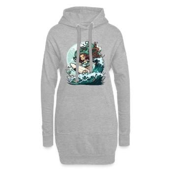 Surfende Sirene - Hoodie-Kleid - Grau meliert - Vorne