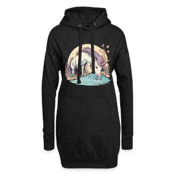 Ätherische Erfrischung - Hoodie-Kleid - Schwarz - Vorne