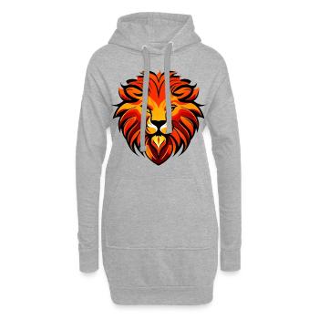 Tête de lion, rouge et jaune - Sweat-shirt à capuche long Femme - gris chiné - Devant