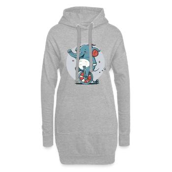 Einrad Elefant - Hoodie-Kleid - Grau meliert - Vorne
