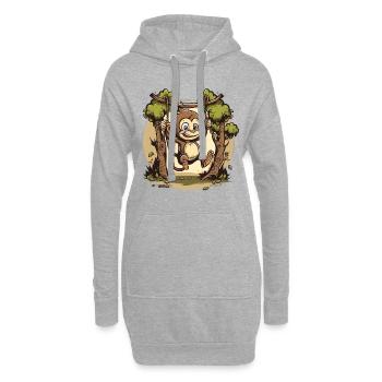 Schwingender Affe - Hoodie-Kleid - Grau meliert - Vorne