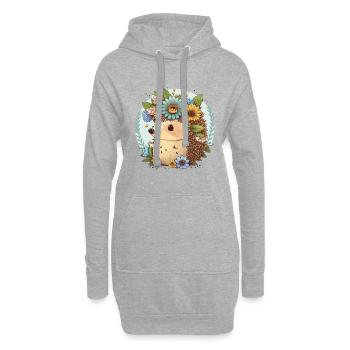 Blumenkrone Igel - Hoodie-Kleid - Grau meliert - Vorne