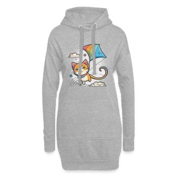 Mit Kitty in den Himmel - Hoodie-Kleid - Grau meliert - Vorne