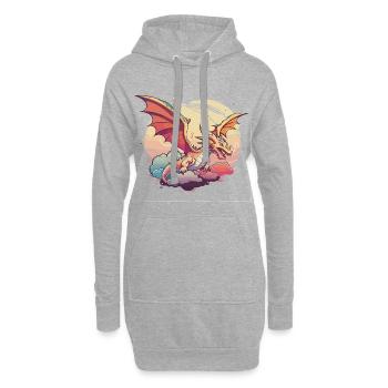 Dragon dans les nuages - Sweat-shirt à capuche long Femme - gris chiné - Devant