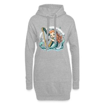 Die melodische Meerjungfrau - Hoodie-Kleid - Grau meliert - Vorne