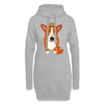 Welsh Corgi Urlaub niedlich Fellnase Doglove hund - Hoodie-Kleid - Grau meliert - Vorne