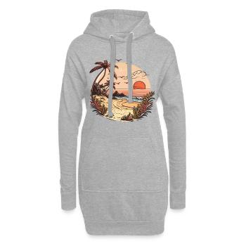 Coucher de soleil sur la plage - Sweat-shirt à capuche long Femme - gris chiné - Devant