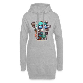 Waschbär-Golfer - Hoodie-Kleid - Grau meliert - Vorne