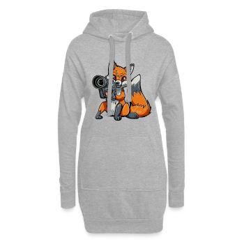 Fotogener Fuchs - Hoodie-Kleid - Grau meliert - Vorne