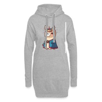Königliches Lama - Hoodie-Kleid - Grau meliert - Vorne