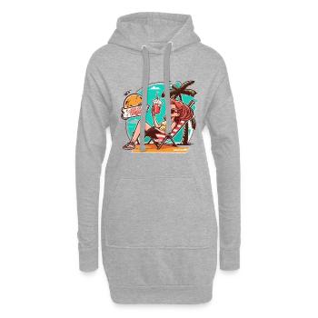 Vibes insulaires - Sweat-shirt à capuche long Femme - gris chiné - Devant